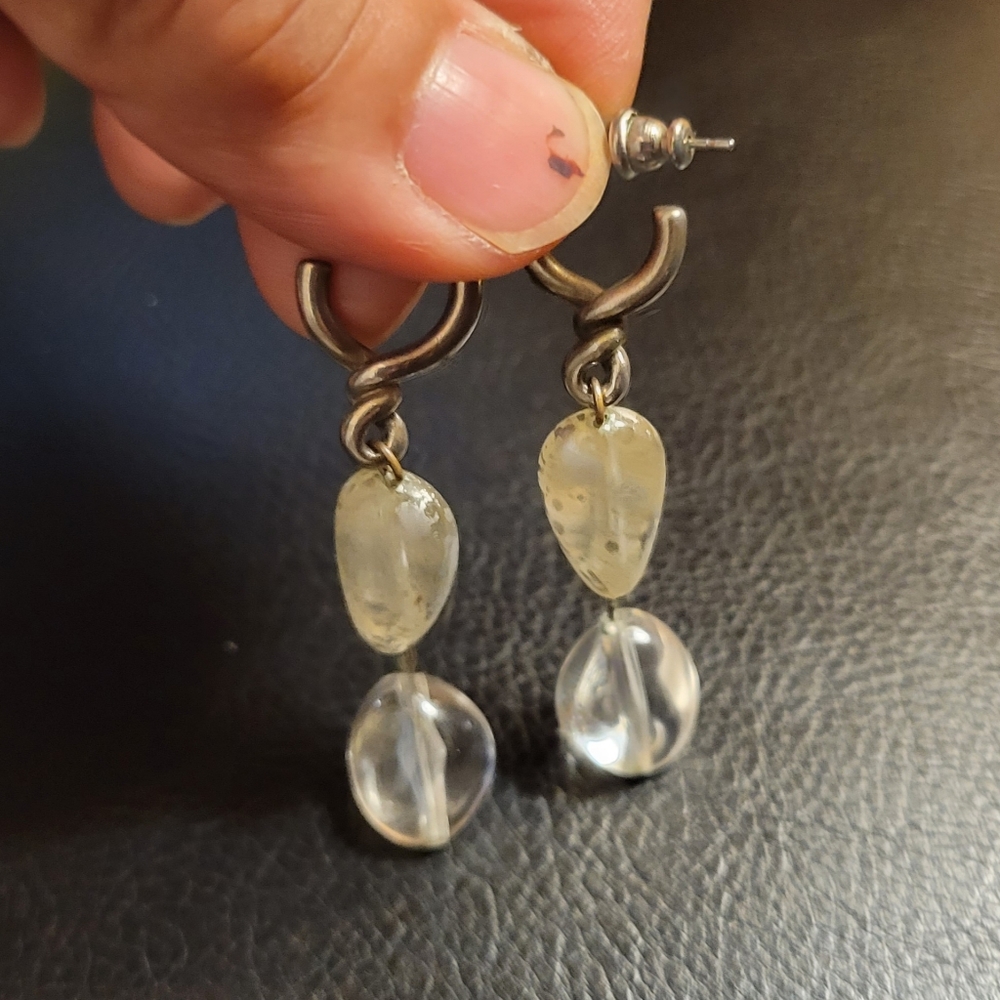 Silver Tone Translucent/Clear Acrylic Teardrop Da… - image 1